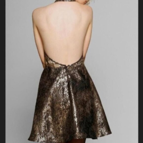 Urban Outfitters metallic backless halter mini dress - Picture 3 of 9